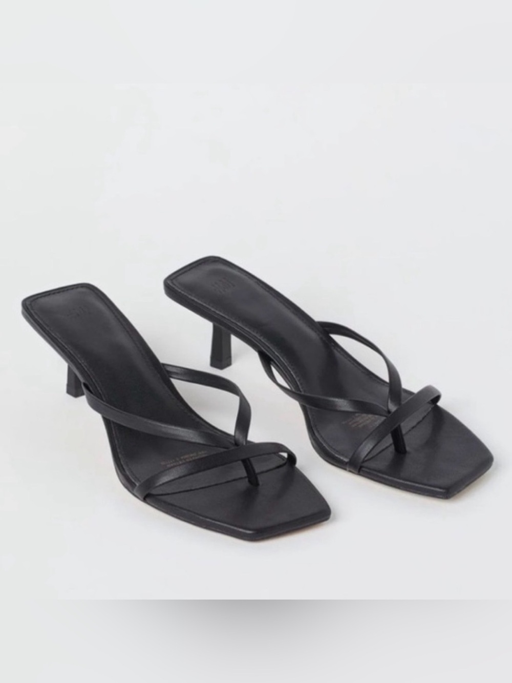 Women’s Black Strappy Square-Toe Heeled Sandals H&M